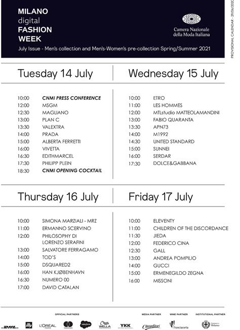 dsa milan fashion week schedule.